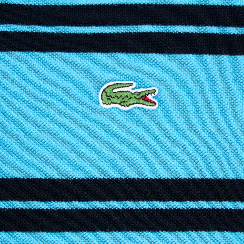 Lacoste Mens Blue Striped Short Sleeve Pique Polo Shirt Size 8 2XL 6191L - Picture 4 of 13